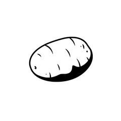 Potato Illustration: A simple yet charming black and white illustration of a fresh potato.