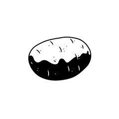 Baked Potato Illustration: A simple, hand-drawn illustration of a baked potato, with a melted butter effect. Perfect for menus, recipe blogs, or any project needing a rustic touch.
