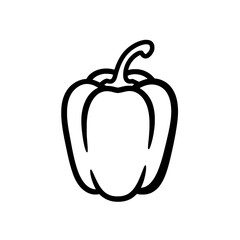 Bell Pepper Icon: A simple yet vibrant monochrome illustration of a bell pepper, perfect for illustrating culinary projects or food-related content.