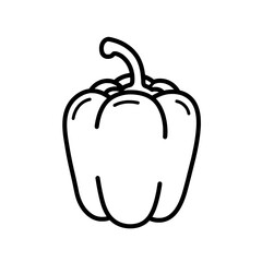 Bell Pepper Line Art: Simple line drawing of a bell pepper, perfect for culinary illustrations, food blogs, or educational materials.