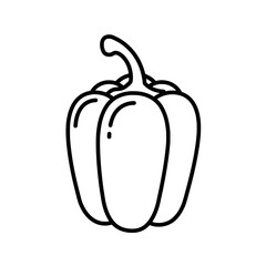 Pepper outline illustration: A clean, minimalistic line drawing showcases a bell pepper in all its glory. The illustration captures the vegetable's unique shape and texture.