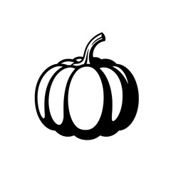 Pumpkin Silhouette: A stylized, monochrome illustration of a plump, vibrant pumpkin, symbolizing harvest, autumn, and the spirit of fall.