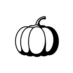 Harvest Season's Pumpkin: A bold black and white artistic rendering captures a single, perfectly formed pumpkin, the epitome of autumn's bounty and a symbol of the harvest season.