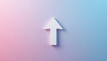 White Upward Arrow on Soft Pastel Gradient Background