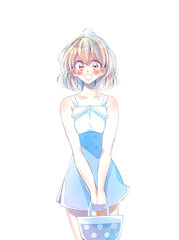 若い女性　夏服