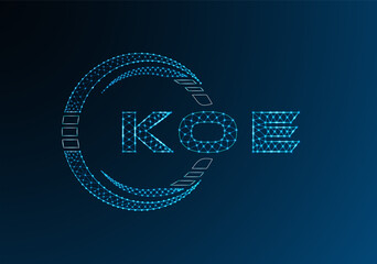 KOE low poly letter logo vector design. KOE lower poly logo design. Low poly logo.