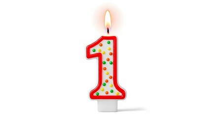 Number one candle isolated on white background