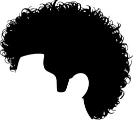 Silhouette of a man's curly afro haircut.eps