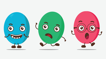 pink green and blue balloon vector character expression