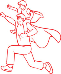 Red-dressed girl silhouette, a vector illustration of a running woman in motion, artfully blending sport and dance for fitness and health