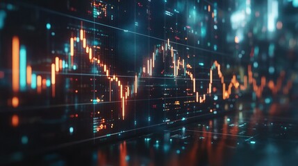 Naklejka premium Digital stock chart, vibrant colors, complex data