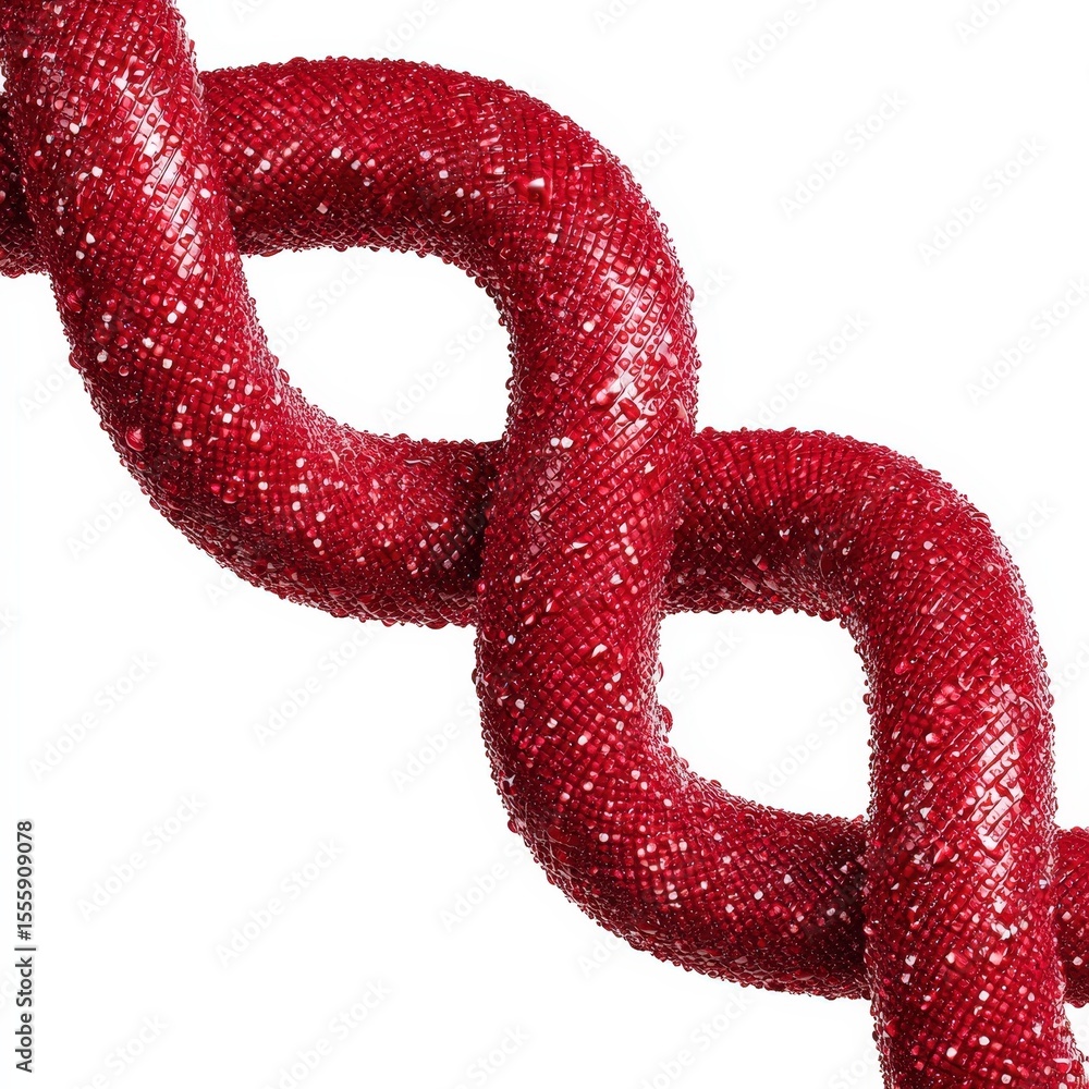 Poster abstract red twisted structure with water droplets detailed close up macro shot