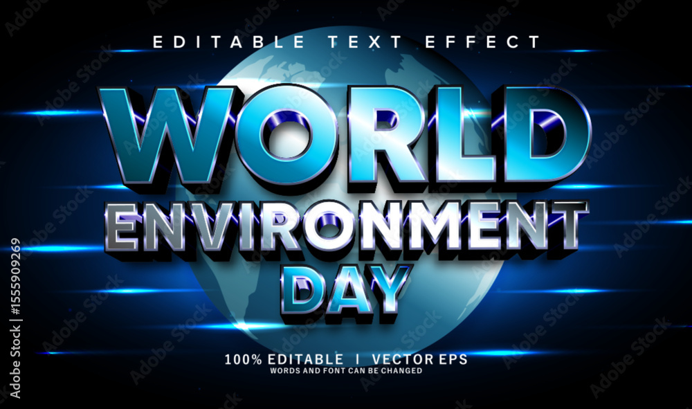 Poster world environment day vector text effect with modern style design