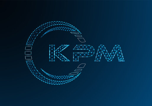 KPM low poly letter logo vector design. KPM lower poly logo design. Low poly logo.
