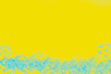 Vivid yellow background with soft blue foliage along the bottom edge. Great for vibrant seasonal designs. 