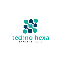 technology hexagon bits pixels tech creative modern minimal concept