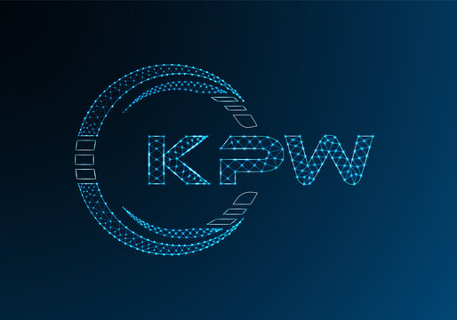 KPW low poly letter logo vector design. KPW lower poly logo design. Low poly logo.