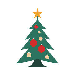 Classic christmas tree silhouette with a shining star topper perfect for holiday celebrations and festive designs