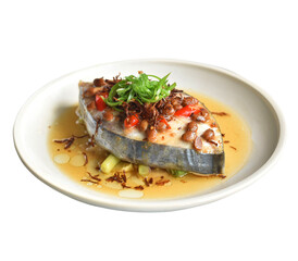 steamed king mackerel fish with salted soy beans