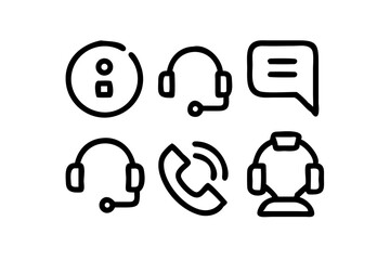 Fototapeta premium Minimalist Vector Collection of Customer Service Icons and Headsets