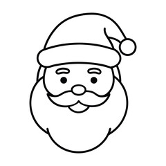 Simple line art illustration of santa claus s friendly face with a prominent beard and iconic hat perfect for festive holiday designs