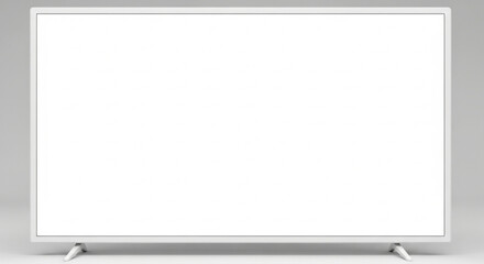 Mock plain white TV screen isolated on white