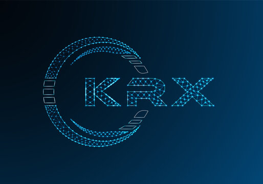 KRX low poly letter logo vector design. KRX lower poly logo design. Low poly logo.