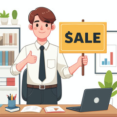 vector image of people doing sales promotion on plain white background