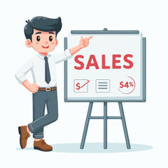 vector image of people doing sales promotion on plain white background