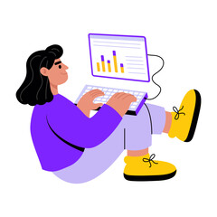 A flat style illustration showing a person searching