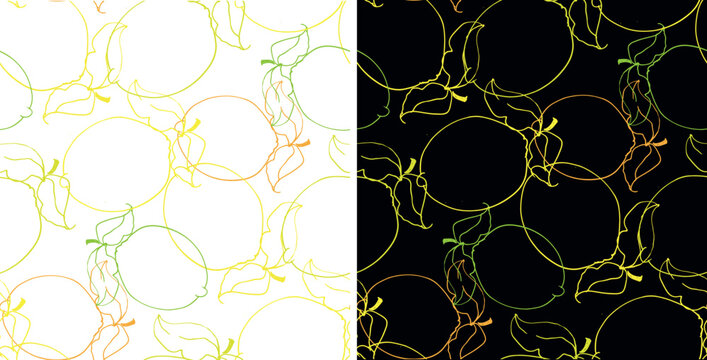 Fresh hand drawn doodle lemin lime citrus pattern background. 