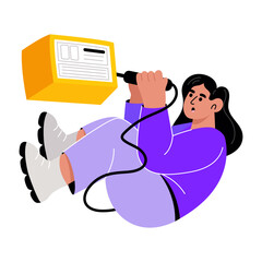 A flat style illustration showing a person repairing