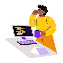 A flat style illustration showing a developer