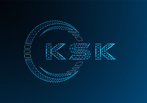 KSK low poly letter logo vector design. KSK lower poly logo design. Low poly logo.