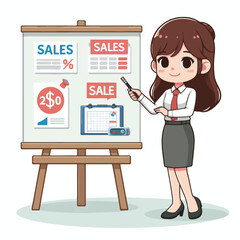 vector image of people doing sales promotion on plain white background
