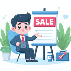 vector image of people doing sales promotion on plain white background