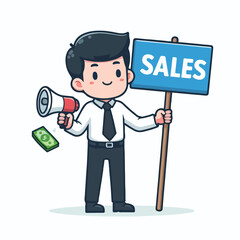 vector image of people doing sales promotion on plain white background