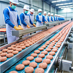 production and molding of cutlets concept meat ind