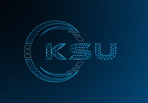 KSU low poly letter logo vector design. KSU lower poly logo design. Low poly logo.