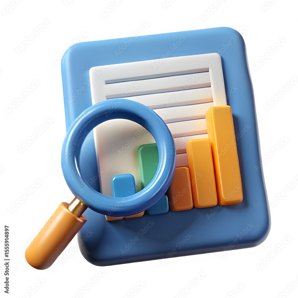 Poster high-quality 3d render of data analysis transparent background png for presentations and reports