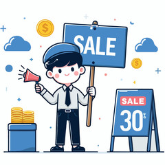 vector image of people doing sales promotion on plain white background