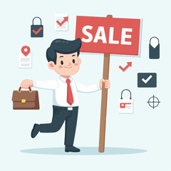vector image of people doing sales promotion on plain white background