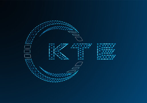 KTE low poly letter logo vector design. KTE lower poly logo design. Low poly logo.