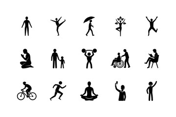 Daily Life Actions Human Vector art set icon.