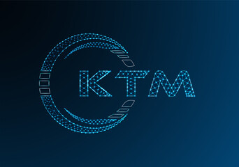 KTM low poly letter logo vector design. KTM lower poly logo design. Low poly logo.