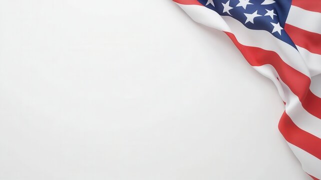 draped flag background, over a white American creating a patriotic image with ample copy space
