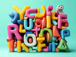Fototapeta premium Modern Typography Design with Multicolor 3D Fonts
