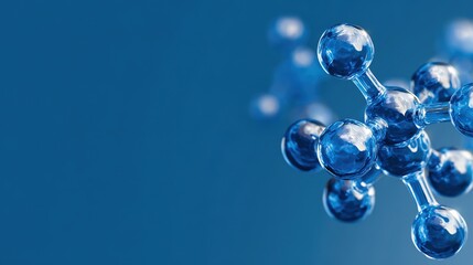 Abstract blue molecular structure in sci-fi style, symbolizing futuristic scientific exploration