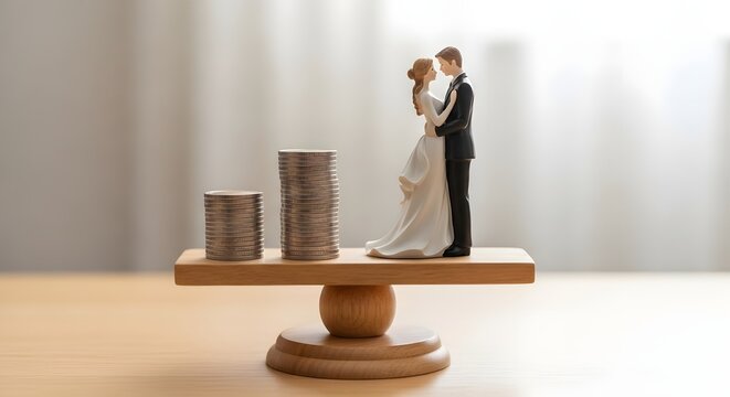 Balancing Act Wedding Costs vs. Marital Bliss - A Visual Metaphor