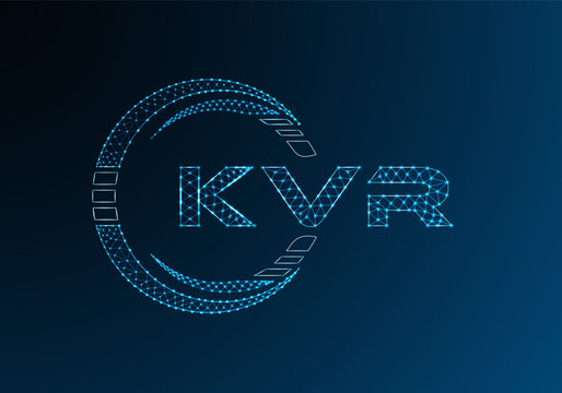 KVR low poly letter logo vector design. KVR lower poly logo design. Low poly logo.